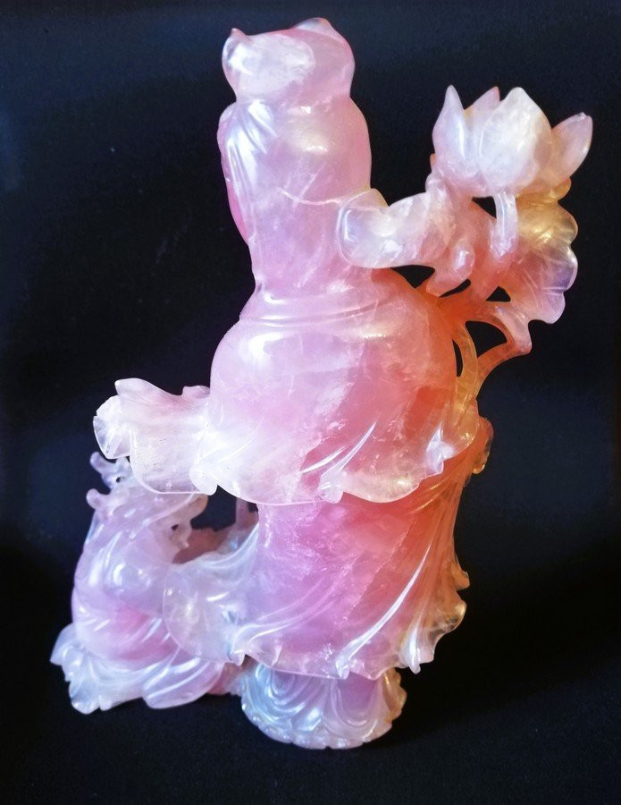 Statue Chine quartz rose-photo-2