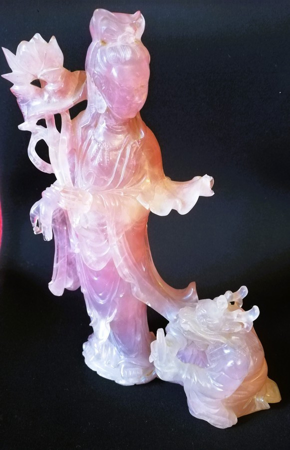 Statue Chine quartz rose