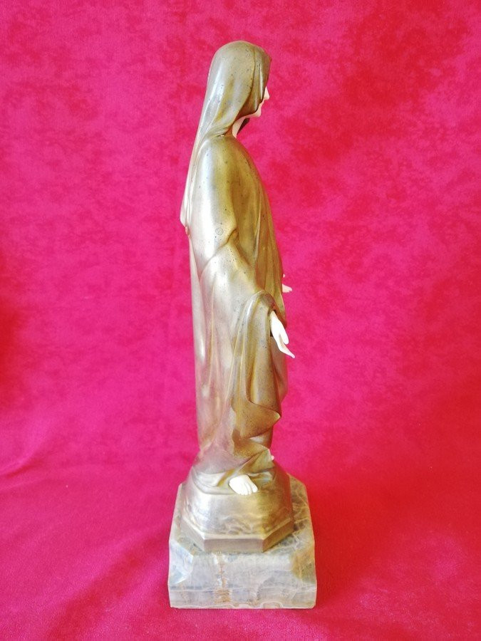 Vierge à l'enfant en bronze -photo-4