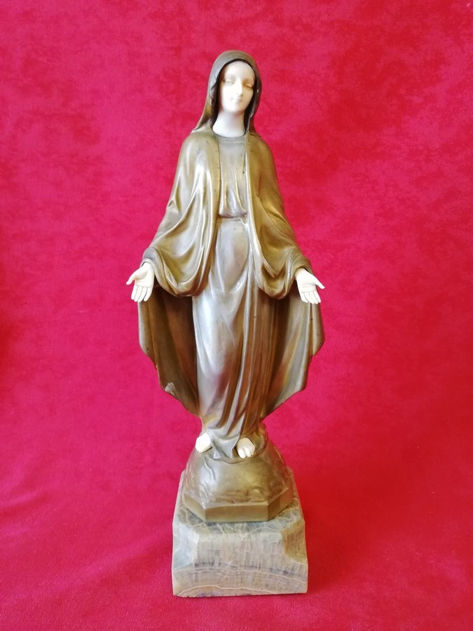Vierge à l'enfant en bronze 