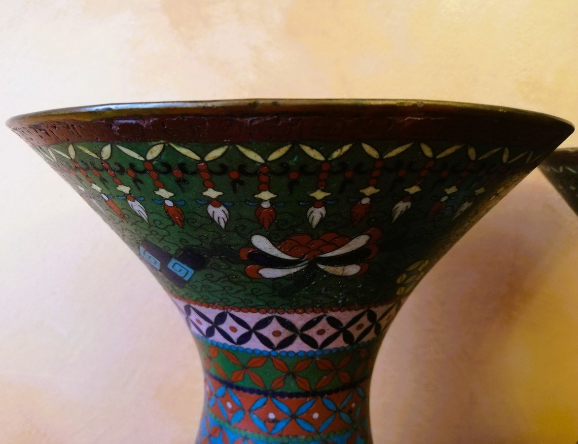 Pair Of Cloisonné Vases-photo-2