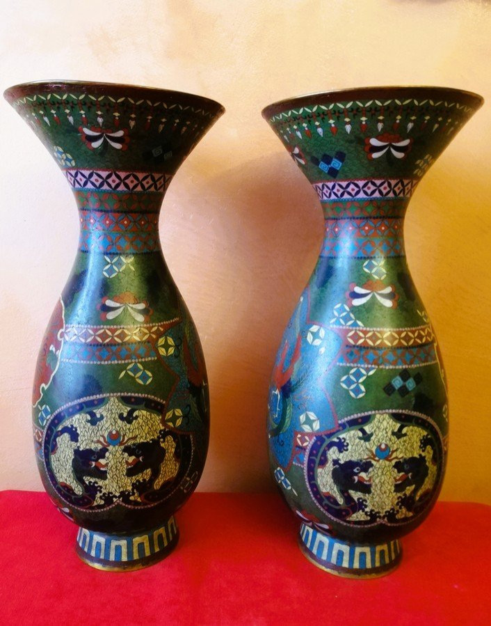 Pair Of Cloisonné Vases-photo-1