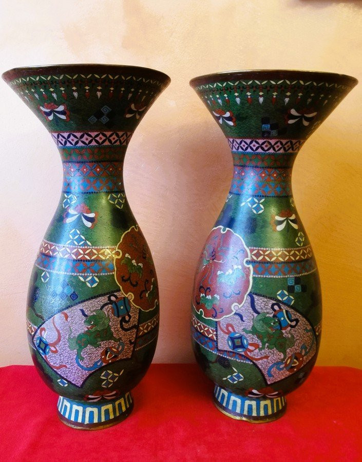 Pair Of Cloisonné Vases-photo-3