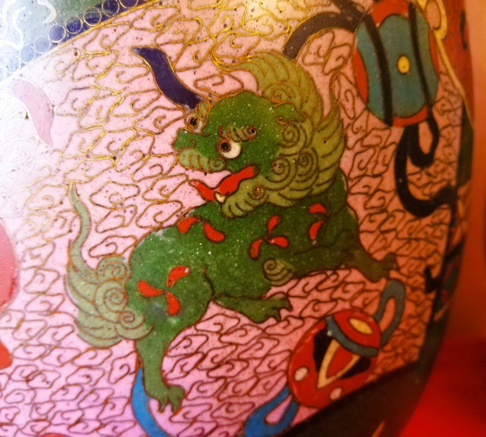 Pair Of Cloisonné Vases-photo-4