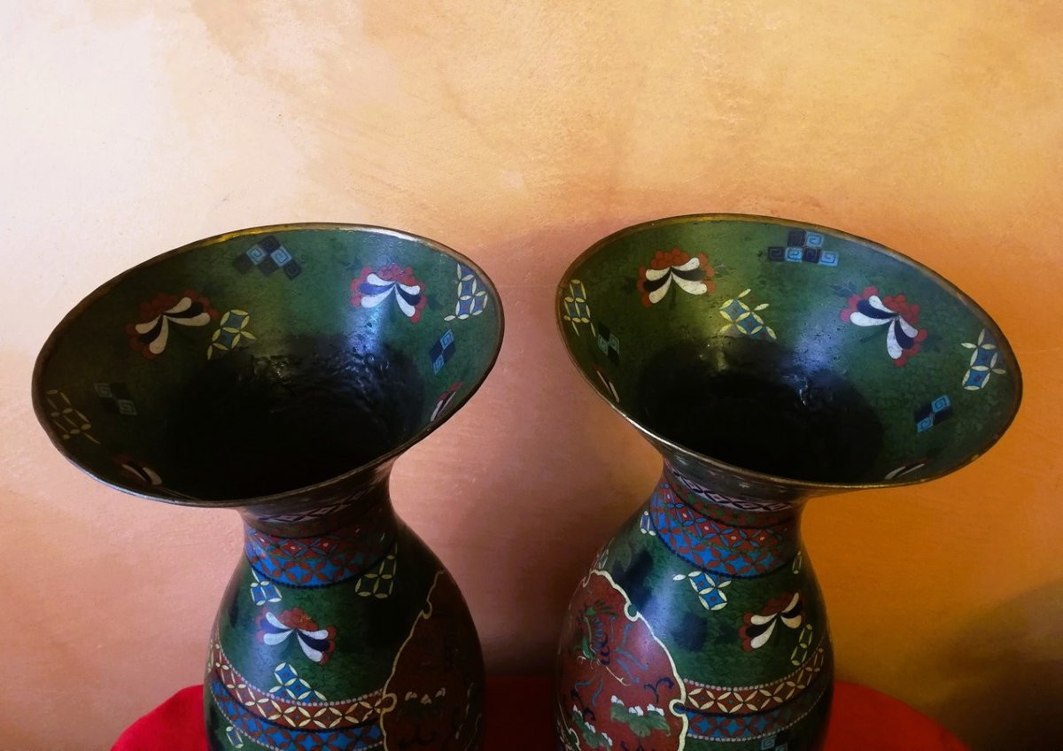 Pair Of Cloisonné Vases-photo-5