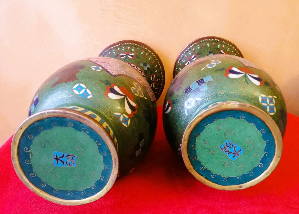 Pair Of Cloisonné Vases-photo-6