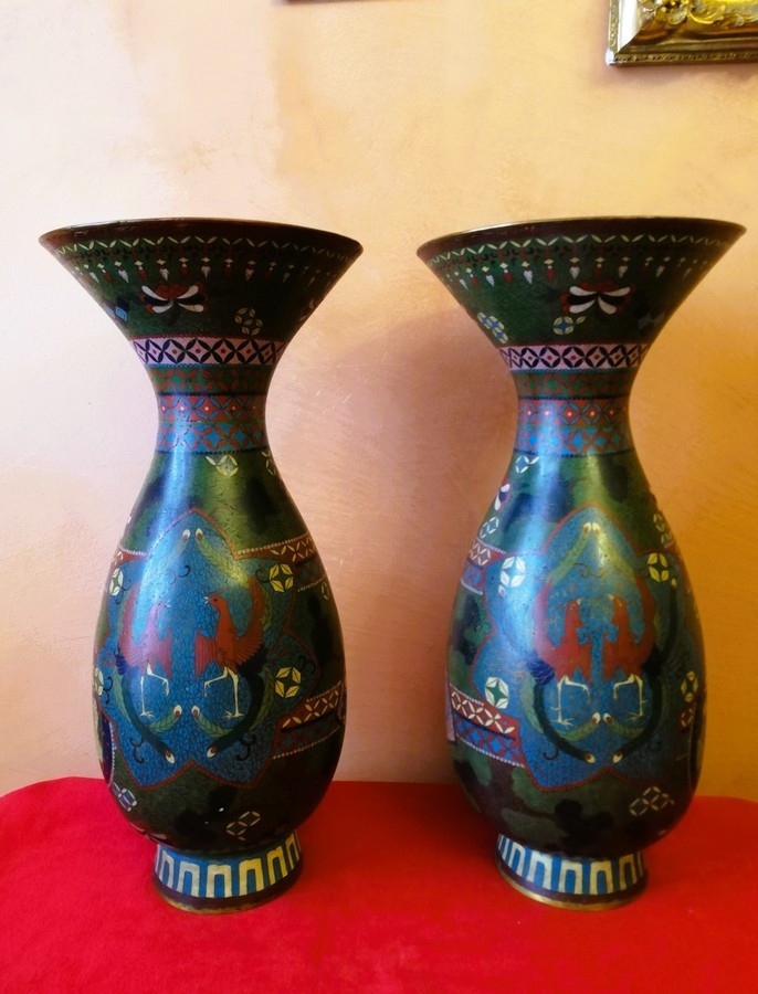 Pair Of Cloisonné Vases