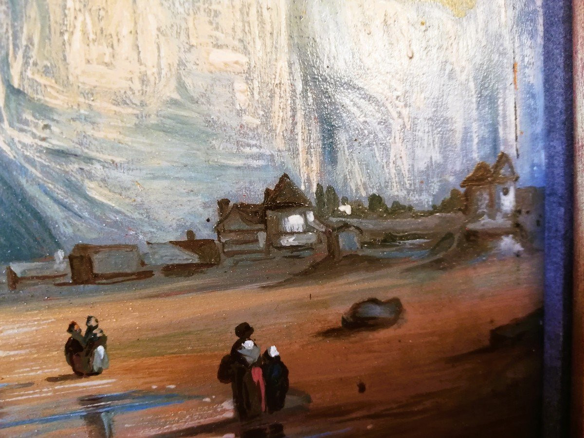 Huile sur panneau encadrée -photo-2