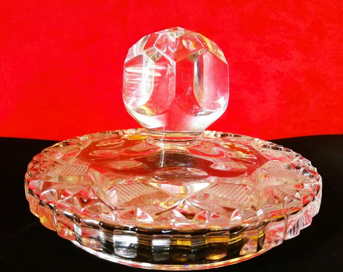 Pot couvert en cristal taillé à la main-photo-6