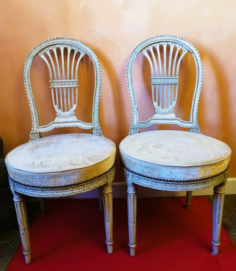 Deux chaises Montgolfières époque Louis XVI 