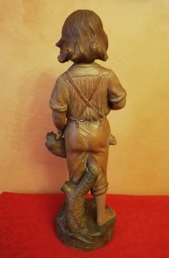 Terre cuite fillette aux chats -photo-4