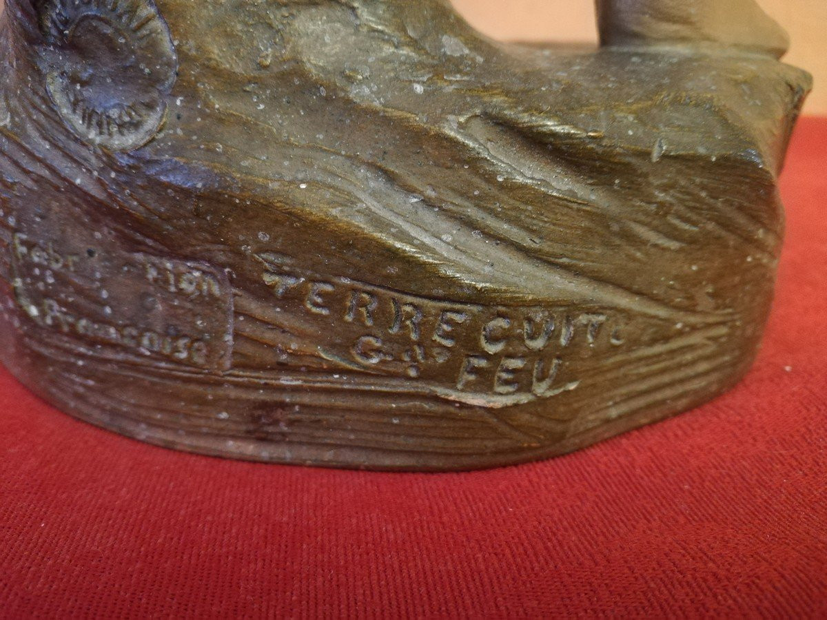 Terre cuite fillette aux chats -photo-7