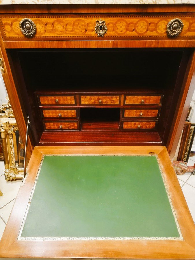 Secrétaire en marqueterie de style Louis XVI -photo-4