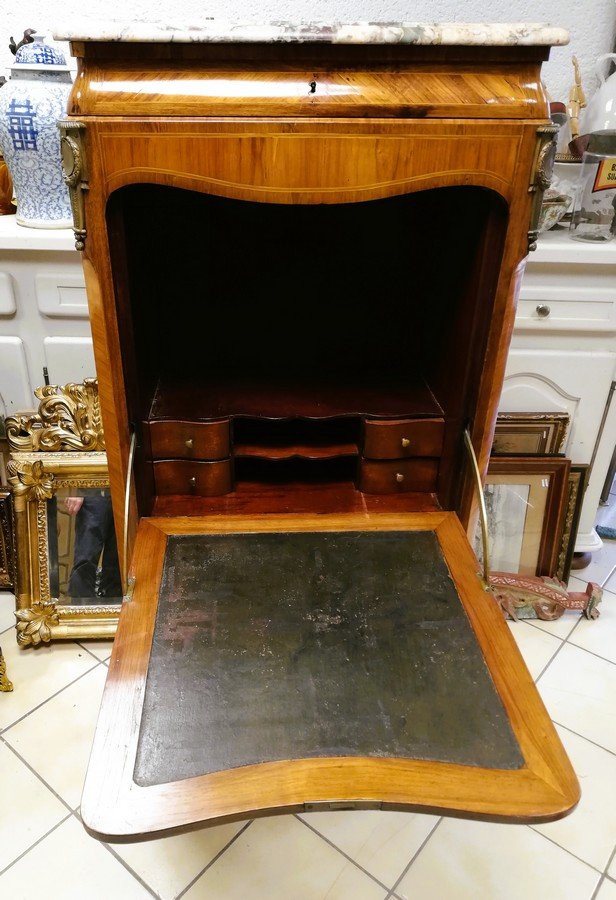 Louis XV Style Secretary Desk With Ogee Molding-photo-2