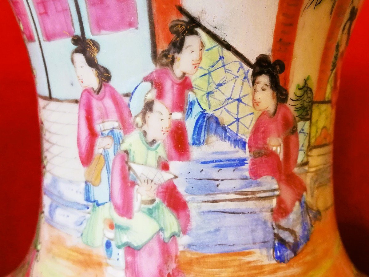 Paire de vases en porcelaine de Canton  -photo-2