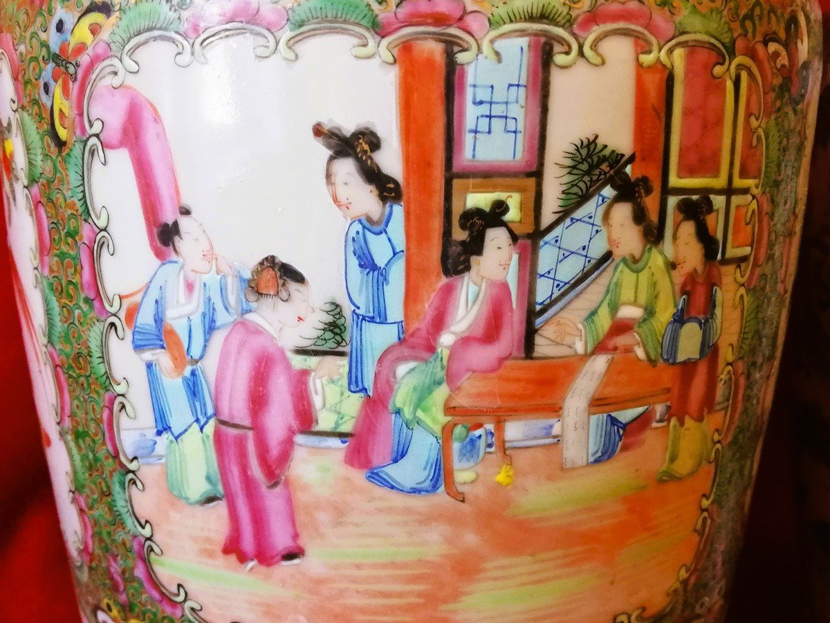 Paire de vases en porcelaine de Canton  -photo-3