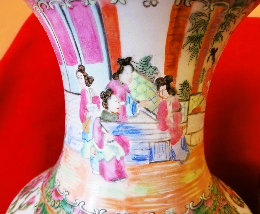 Paire de vases en porcelaine de Canton  -photo-3