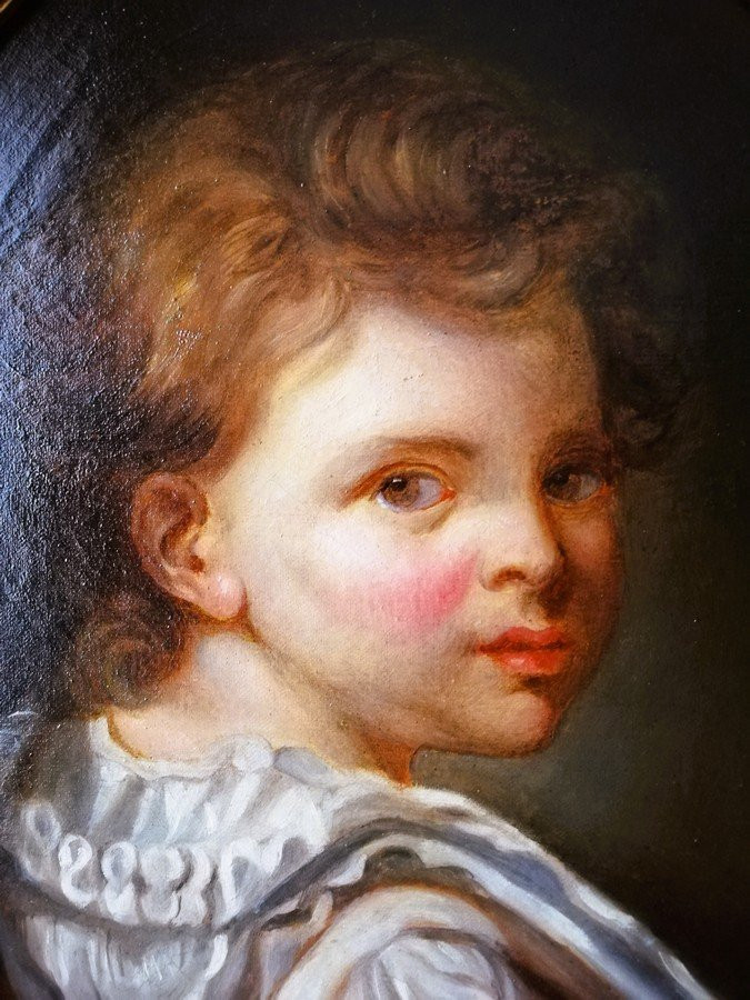 Portrait huile sur toile d'un jeune enfant -photo-2