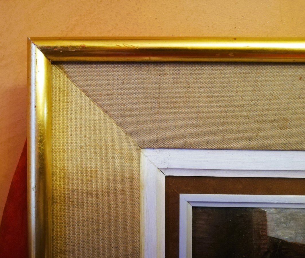 Huile sur panneau encadrée -photo-1