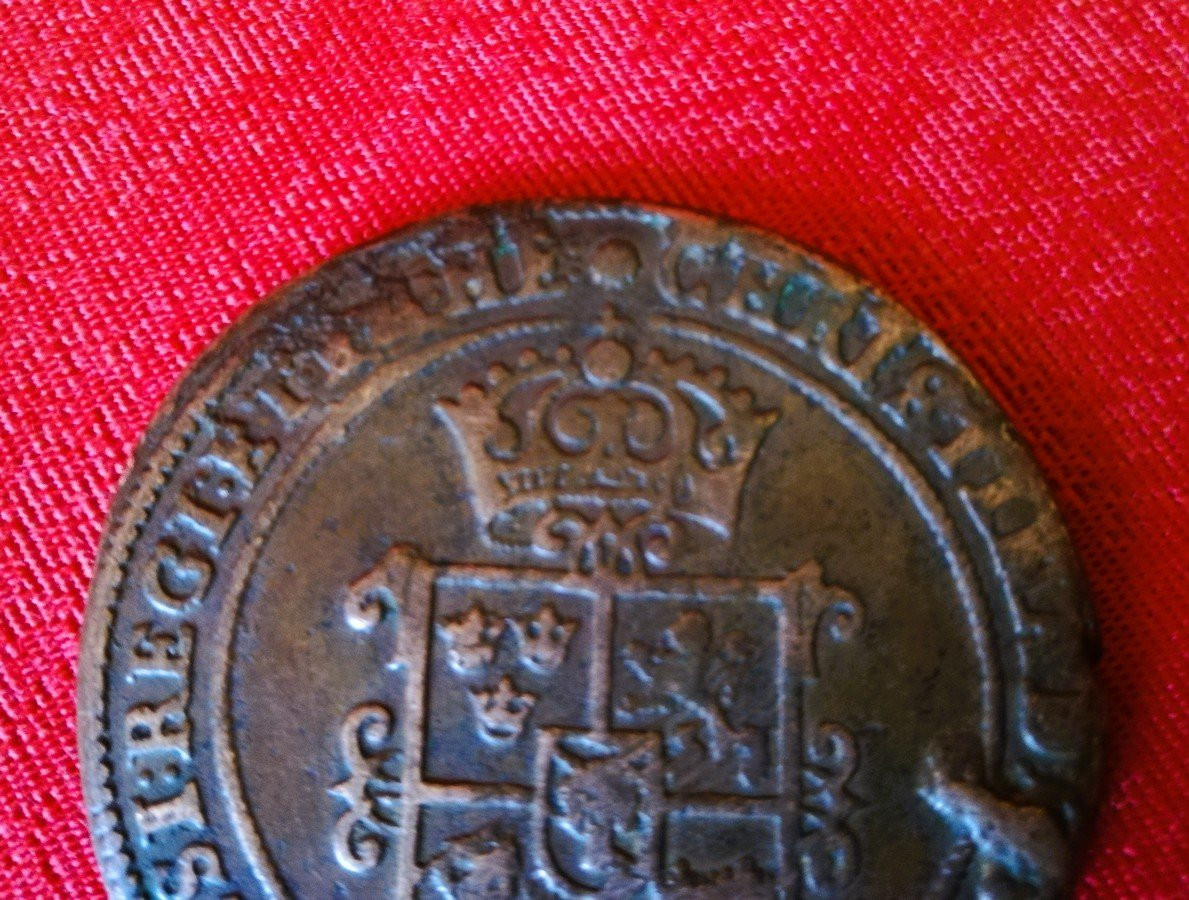 Copper Coin Of Christina Of Sweden  -photo-1