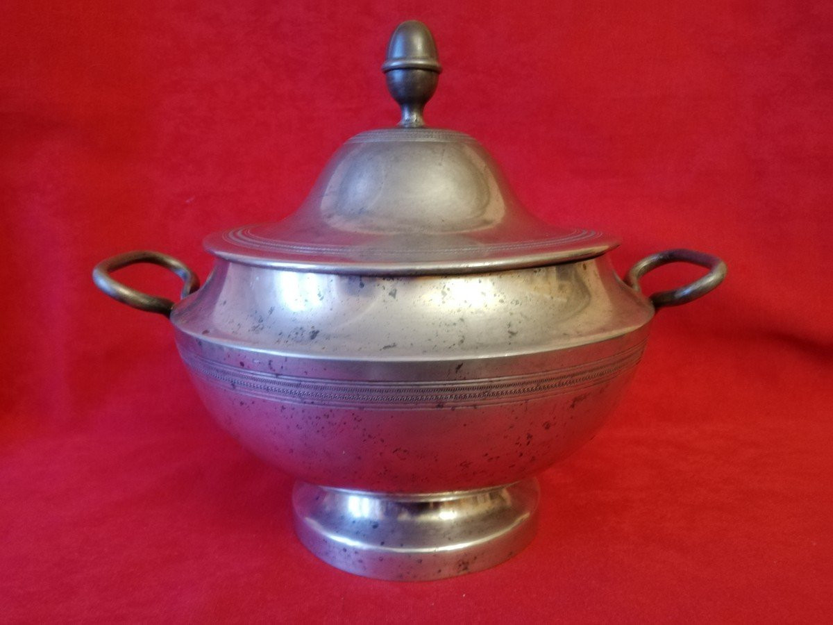 Soupière poinçonnée en étain -photo-5