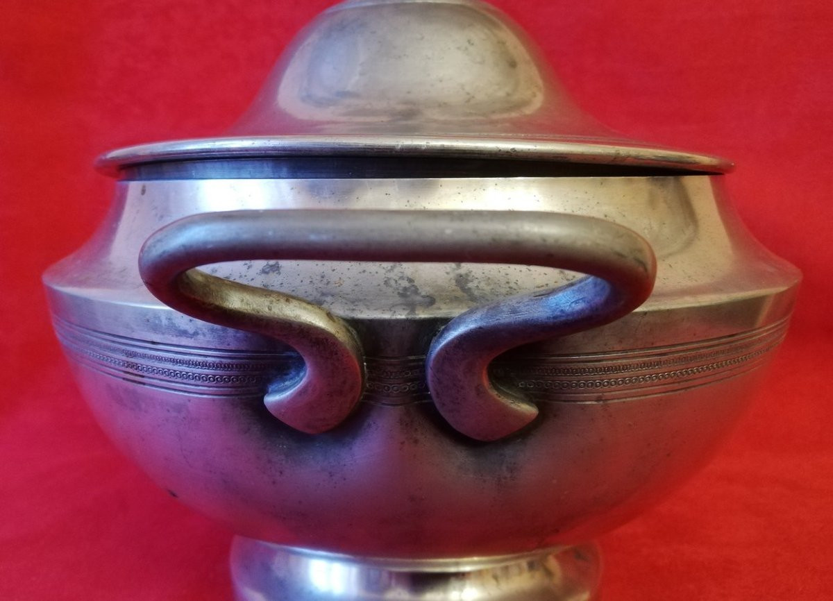 Soupière poinçonnée en étain -photo-8
