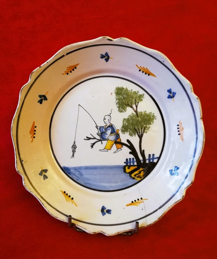 Nevers Plate With A Chinese Fisherman, 18th Century 