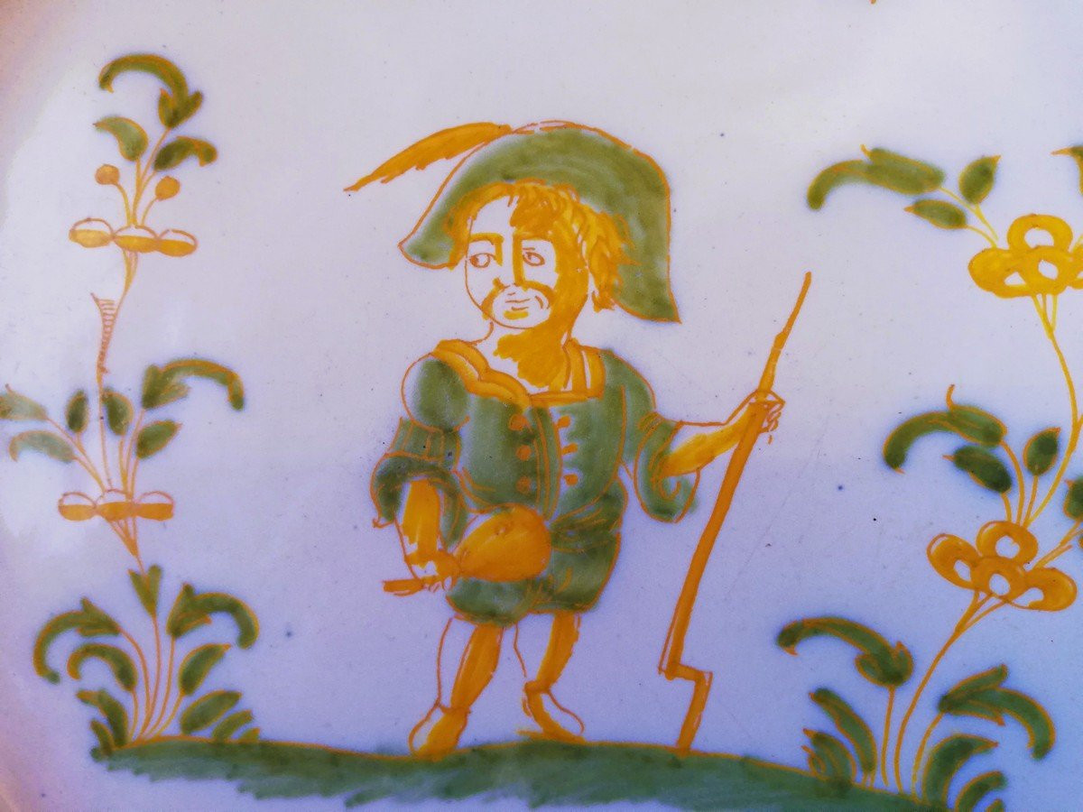 Small Dish From Moustiers With A Grotesque -photo-2