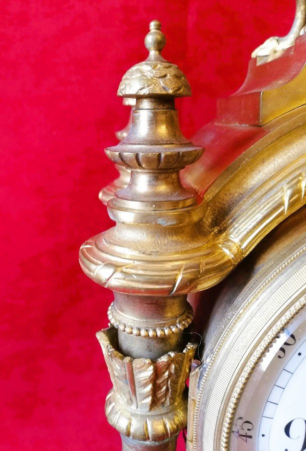 Pendule portique en bronze doré -photo-1