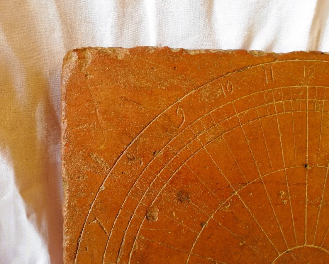 Cadran solaire en terre cuite 19ème siècle -photo-3