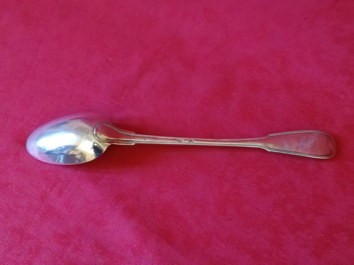 18th Century Silver Stew Spoon -photo-2