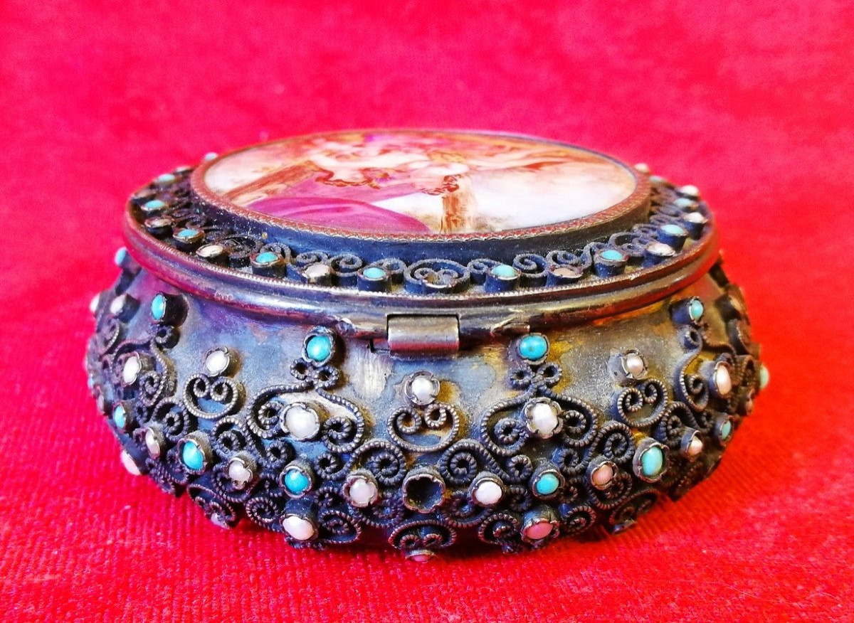 Boîte ronde dessus en émail -photo-4