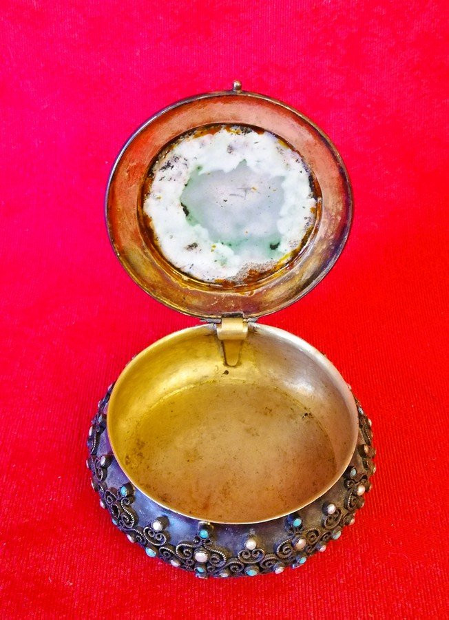 Boîte ronde dessus en émail -photo-3