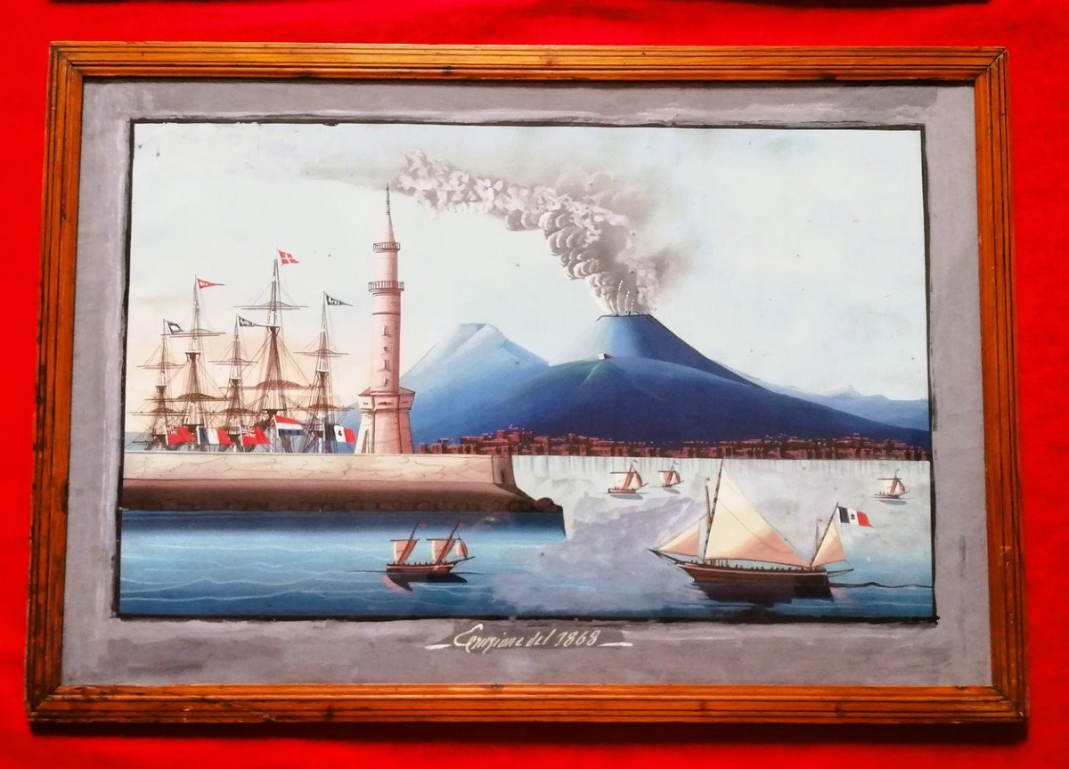 Paire de gouaches Napolitaines encadrées -photo-2