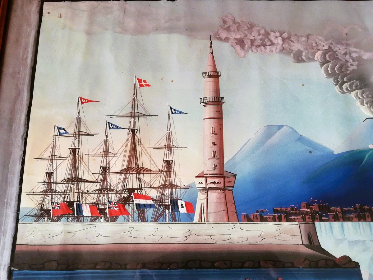 Paire de gouaches Napolitaines encadrées -photo-4