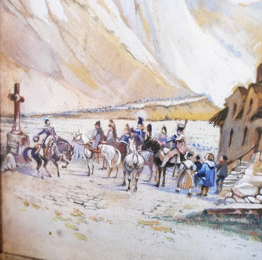 Watercolor Painting Of The Passage Of The Great Saint Bernard-photo-2