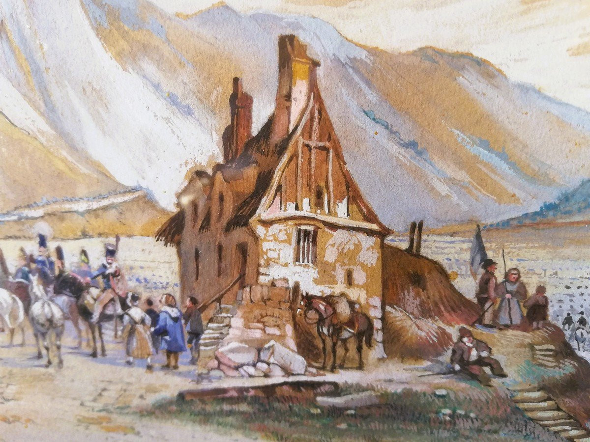 Watercolor Painting Of The Passage Of The Great Saint Bernard-photo-3