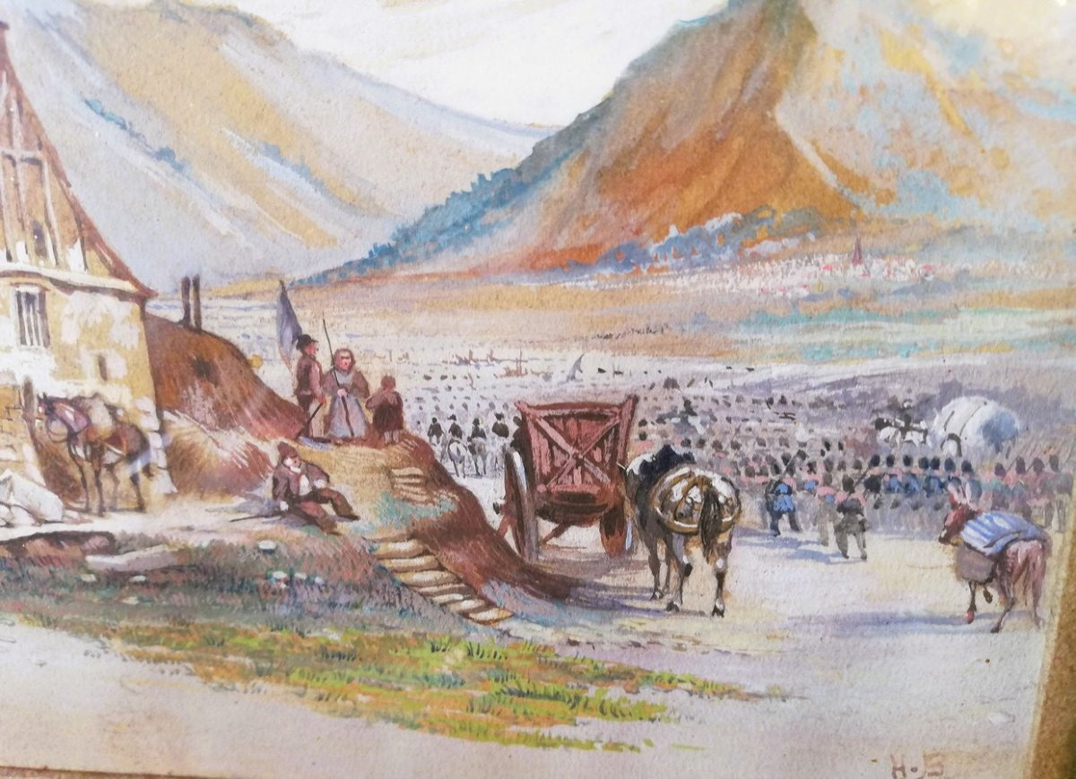 Watercolor Painting Of The Passage Of The Great Saint Bernard-photo-4