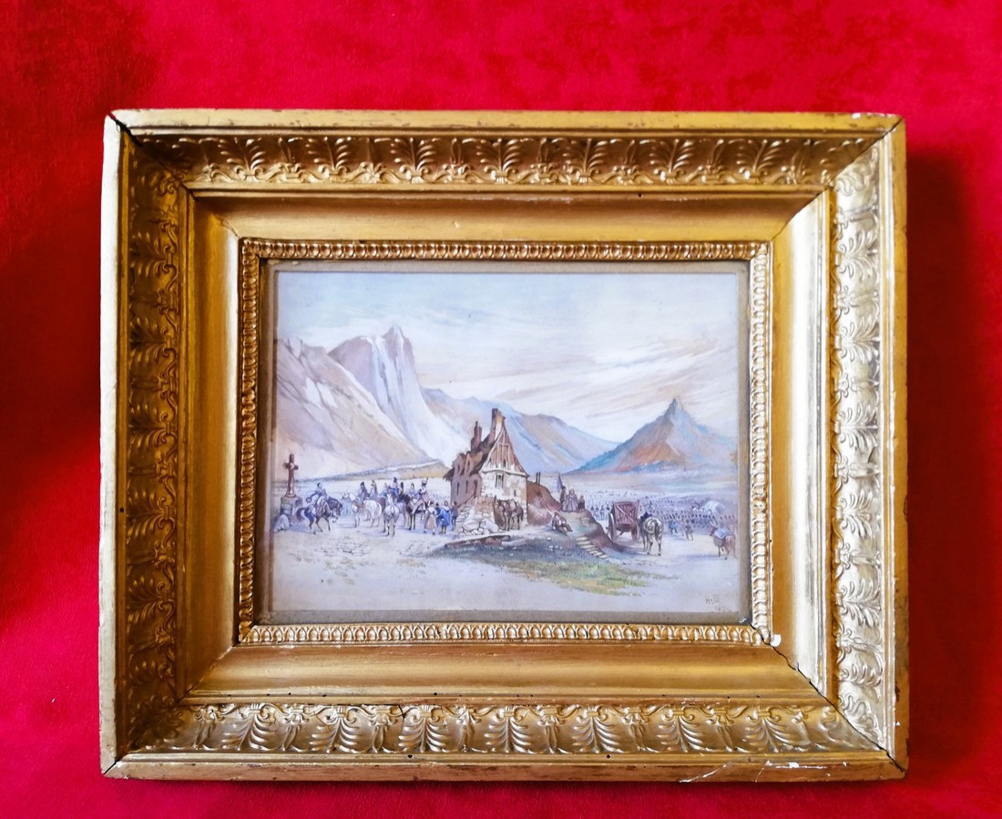 Watercolor Painting Of The Passage Of The Great Saint Bernard