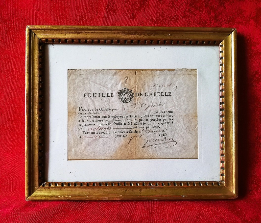 Feuille de la gabelle 1789