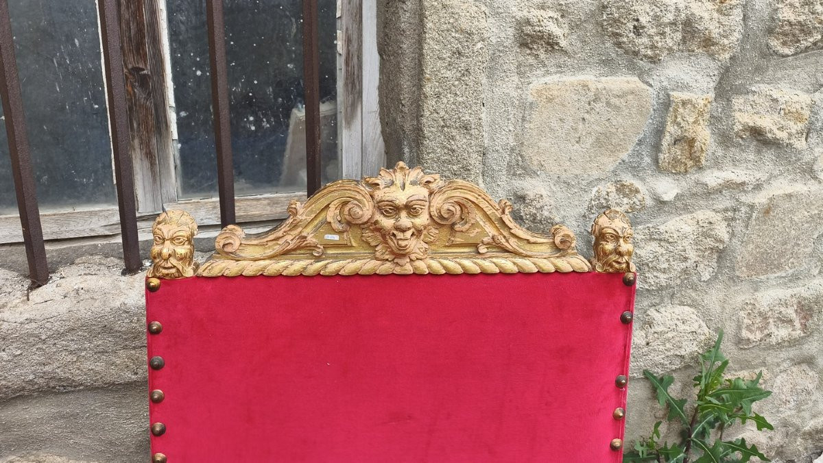Paire de fauteuils d'apparat dorés style Louis XIV  -photo-2