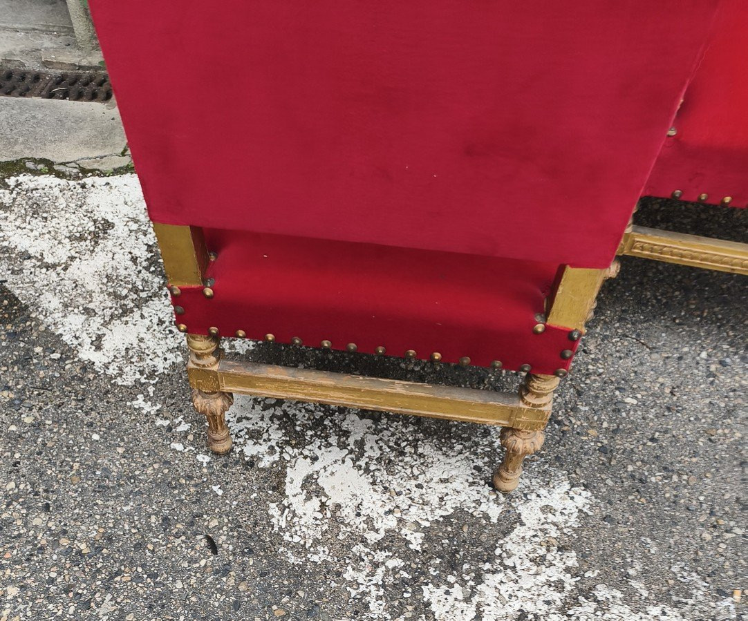 Paire de fauteuils d'apparat dorés style Louis XIV  -photo-3