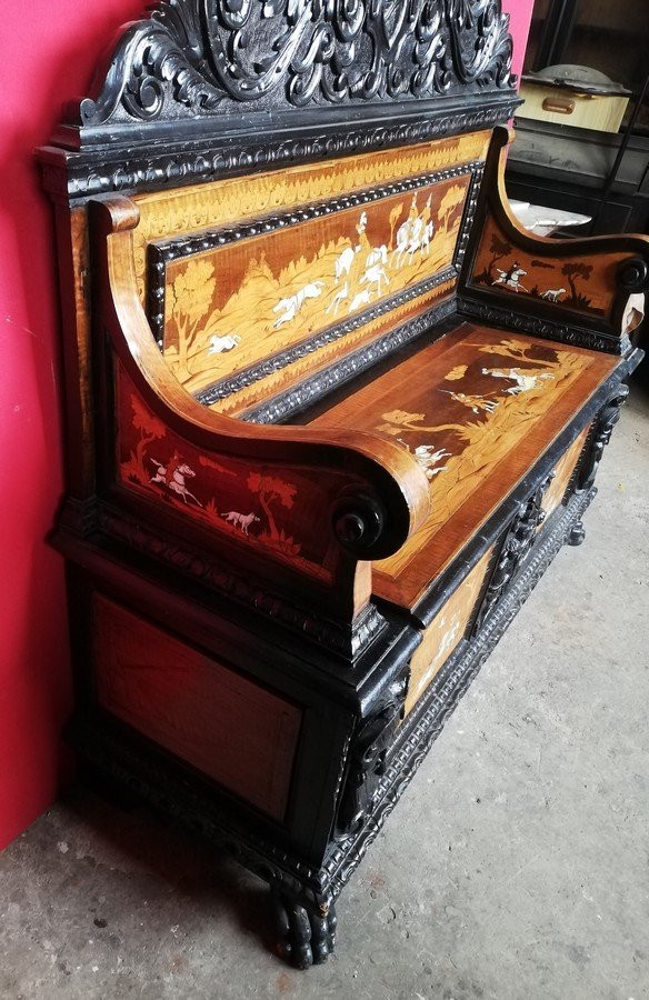 Banc coffre Italie 19ème siècle -photo-5