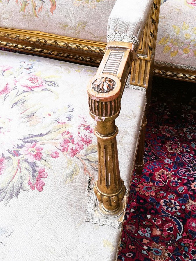 Napoleon III Period Living Room In Gilded Wood-photo-3