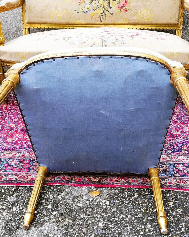 Napoleon III Period Living Room In Gilded Wood-photo-5