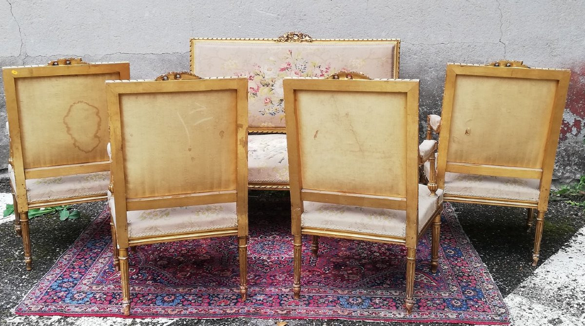 Napoleon III Period Living Room In Gilded Wood-photo-6