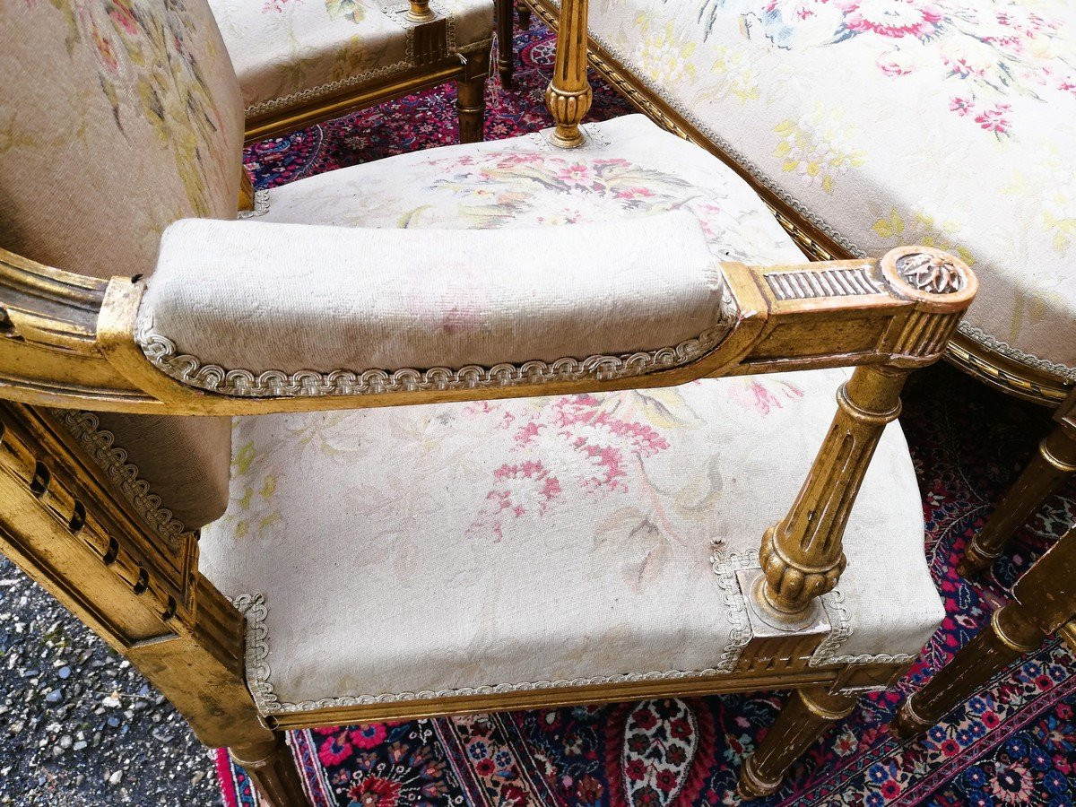 Napoleon III Period Living Room In Gilded Wood-photo-7