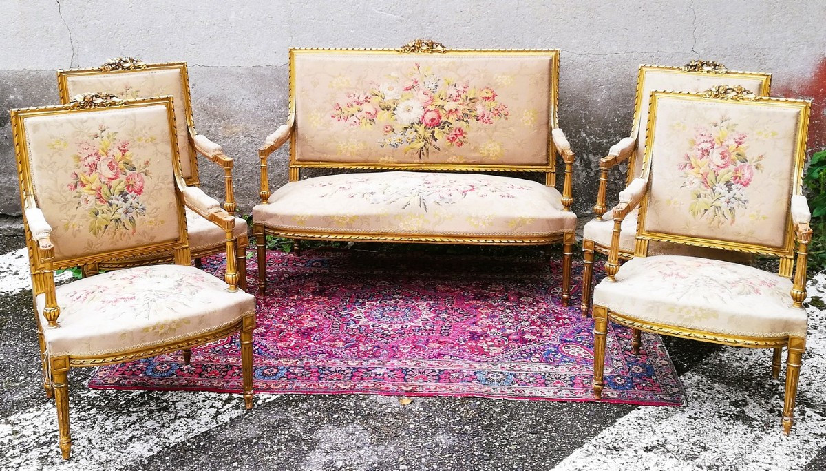 Napoleon III Period Living Room In Gilded Wood