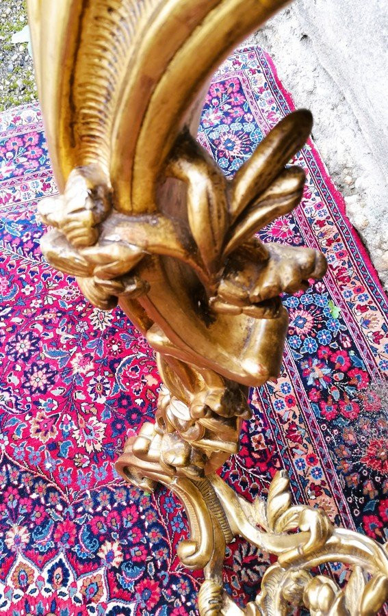 Console Louis XV rocaille en bois doré-photo-5