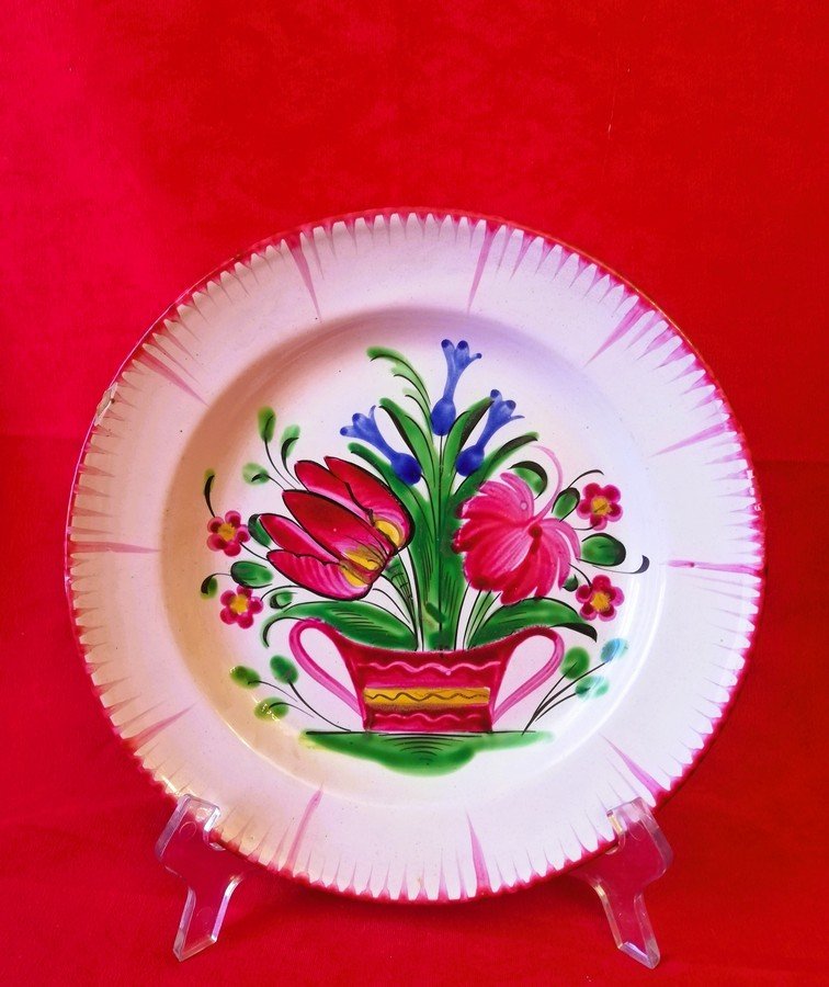 Suite de six assiettes en faïence de l'Est de la France-photo-3